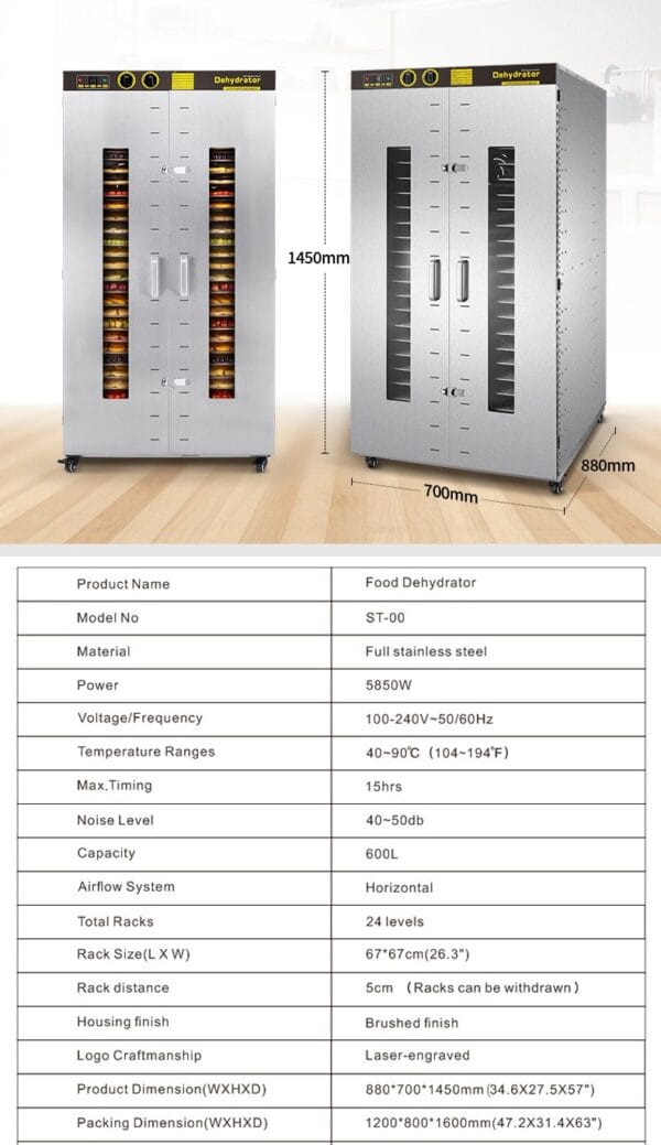 ST-00 24 Trays Industrial Dehydrator | Industrial Air Source Heat Pump ...